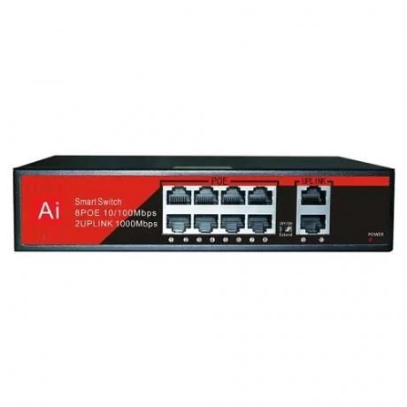 EZCOOL 8port EZ-08PSF 10/100 2-UPLINK 120W FULL POE SWITCH ürün görseli 1