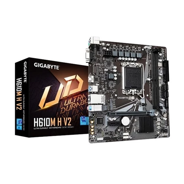 GIGABYTE H610M H v2 DDR5 HDMI PCIe 16X v4.0 1700p mATX ürün görseli 1