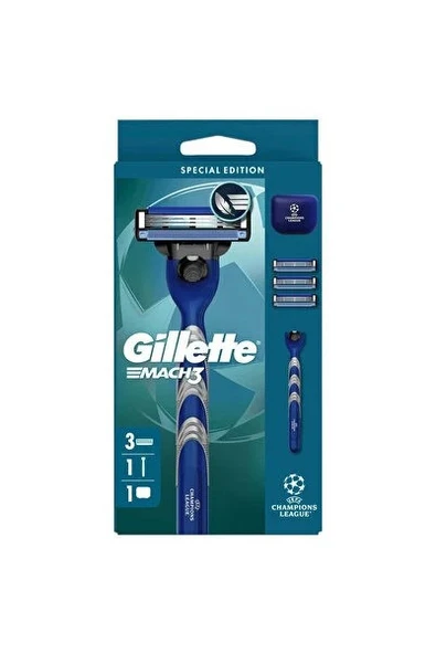 Gillette UEFA Champions League Special Edition Mach3 Erkekler İçin Tıraş Makinesi (3 Başlıklı) ürün görseli 1