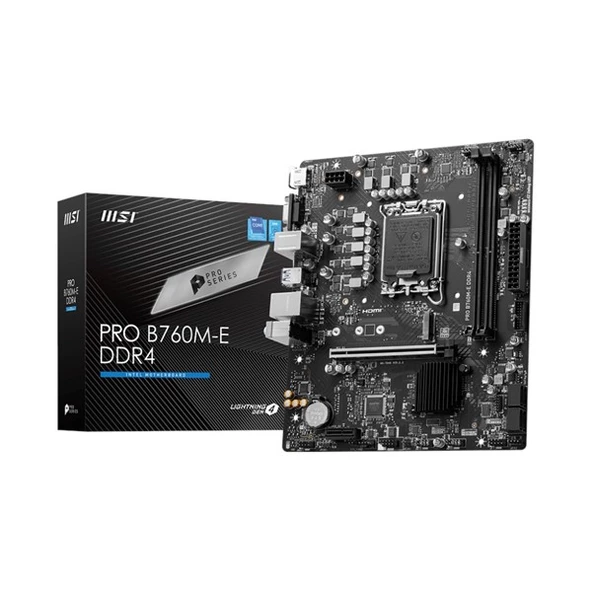 MSI PRO B760M-E DDR4 HDMI PCIe 16X v4.0 1700p mATX ürün görseli 1