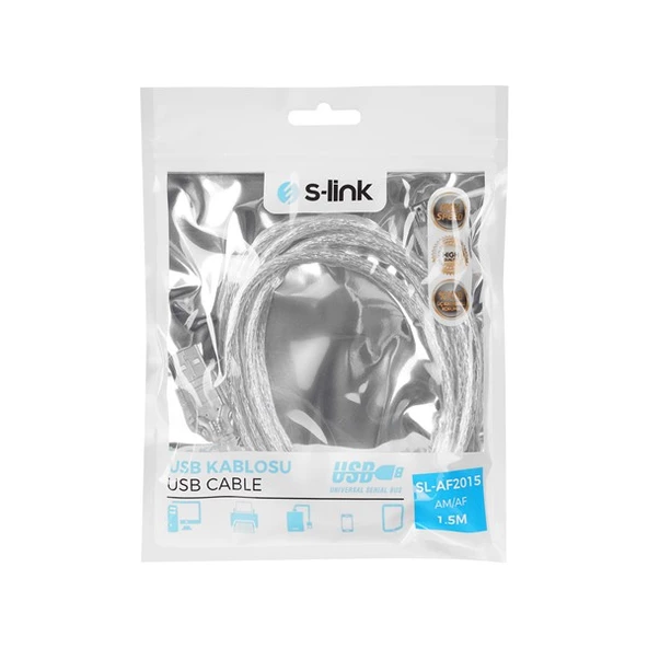 S-link SL-AF2015 Usb2.0 1.5m Şeffaf Uzatma Kablo - Resim 3