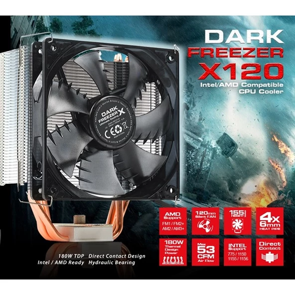DARK FREEZER X120 DKCCX120 HAVA SOĞUTMALI AM4-1200P LED İŞLEMCİ FANI ürün görseli 1
