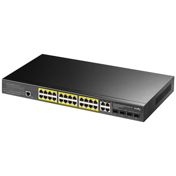 CUDY 24port 300w FULL PoE GS2028PS4-300W GIGABIT 4X SFP Yönetilebilir Switch ürün görseli 1