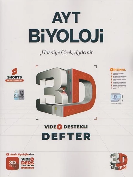 3D AYT Biyoloji Video Destekli Defter 3D Yayınları ürün görseli 1