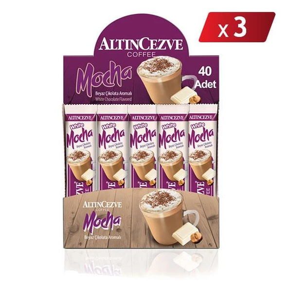 3ü1 Arada White Mocha Beyaz Çikolata Aromalı (Tek İçimlik) -17 Gr x 40 Adet - 3LÜ PAKET ürün görseli 1