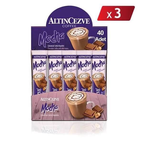3ü1 Arada Mocha Çikolatalı Sütlü Köpüklü (Tek İçimlik) -17 Gr x 40 Adet - 3LÜ PAKET ürün görseli 1
