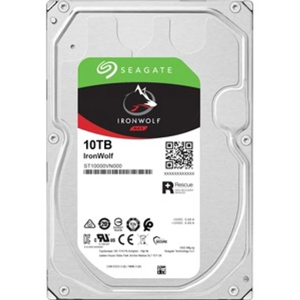 SEAGATE 3.5 10TB IRONWOLF ST10000VN000 256MB 7200RPM SATA-3 NAS DİSKİ ürün görseli 1