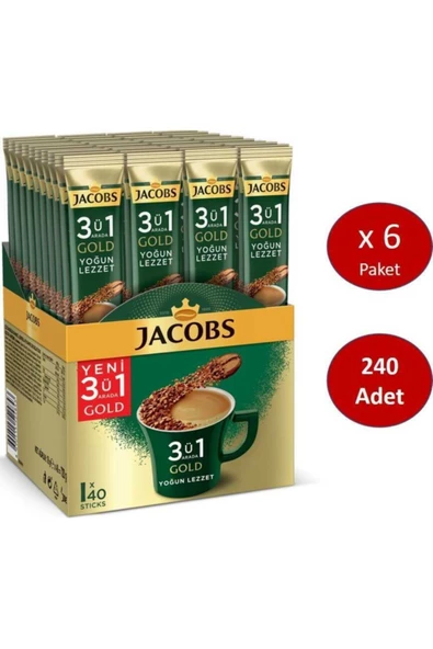 Jacobs Kahve 3 ü 1 Arada Gold Yoğun Lezzet Kahve 6'lı 40 x 18 G ürün görseli 1