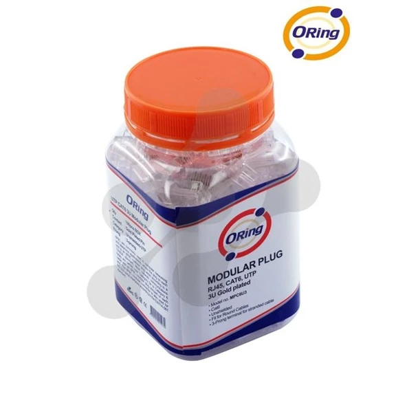 ORING CAT6 U/UTP RJ45 100'lü Kutu EZ Snap In Modular Plug 3U" ürün görseli 1