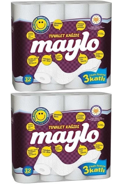 Maylo 3 Katlı Tuvalet Kağıdı 2 x 32'li ürün görseli 1