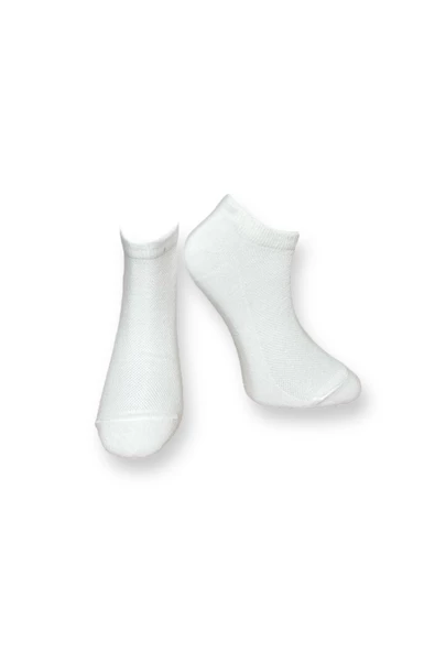 Me-vo Tekli Beyaz Renkli Bay/Bayan Unisex Esnek Nem Alabilen Pamuklu Dikişsiz Patik Çorap ürün görseli 1