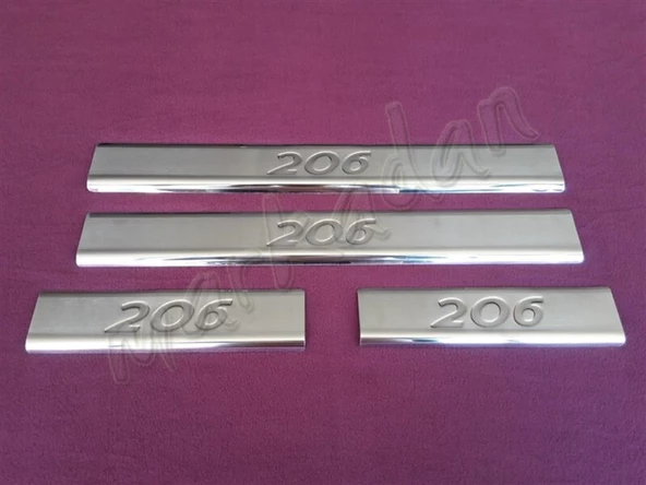 WOC Chrome Peugeot 206 Krom Kapı Eşiği 1998-2012 4 Parça Paslanmaz Çelik ürün görseli 1