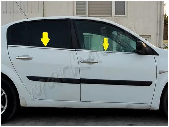 WOC Chrome Renault Megane 2 Sedan Krom Cam Çıtası 2004-2010 4 Parça Paslanmaz Çelik ürün görseli 1
