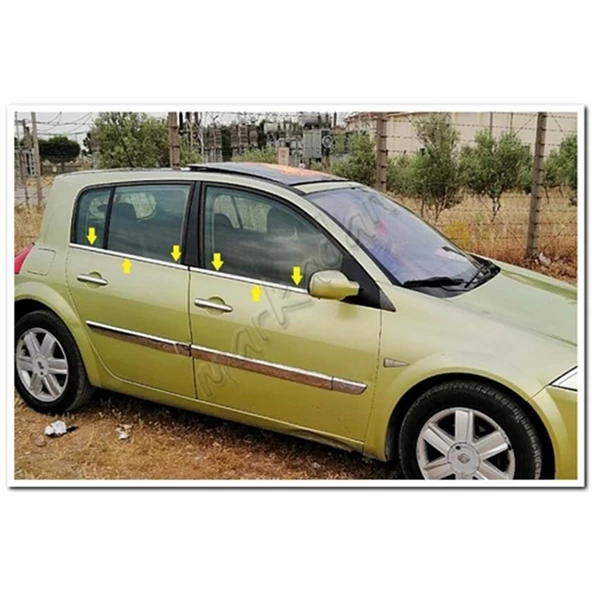 WOC Chrome Renault Megane 2 HB Krom Cam Çıtası 2004-2010 4 Parça Paslanmaz Çelik ürün görseli 1
