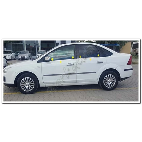 WOC Chrome Ford Focus Sedan Krom Cam Çıtası 1998-2005 4 Parça Paslanmaz Çelik ürün görseli 1
