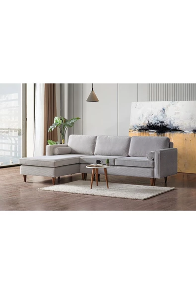 Vipa Home Cord Rio Gri R+2 Sol Köşe Koltuk Takımı, İskandinav , Konforlu Salon ve Oturma Odaları ürün görseli 1