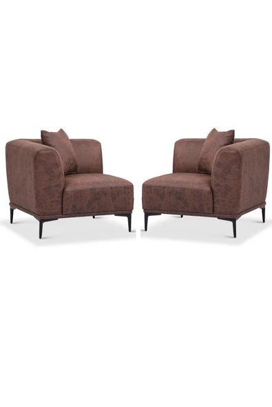 Vipa Home New York İkili  Modül Koltuk, Harmony, Comfort Plus ,Ofis Salon ve Oturma Odası için Kahverengi K+K ürün görseli 1