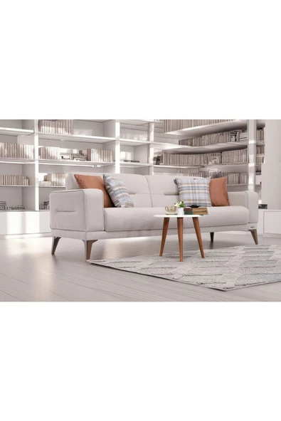 Vipa Home Vipa Vegas Üçlü Koltuk, Şık ve Rahat İskandinav Tasarım, Salon ve Oturma Odası İçin, Krem ürün görseli 1