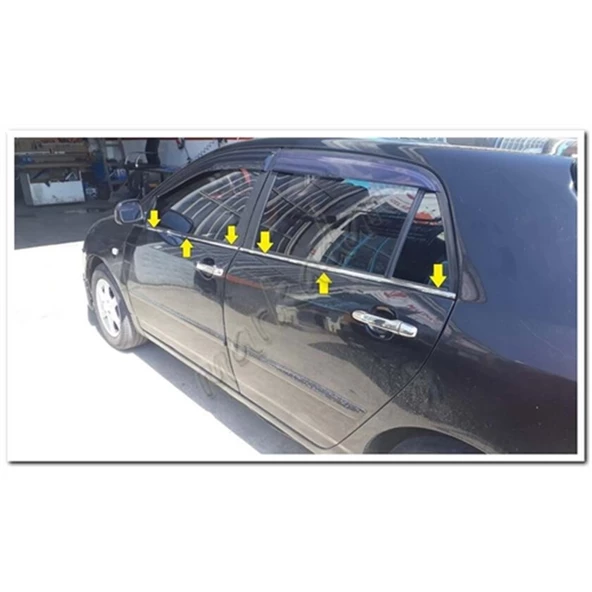 Markadan Toyota Corolla HB Krom Cam Çıtası 2002-2006 4 Parça Paslanmaz Çelik ürün görseli 1