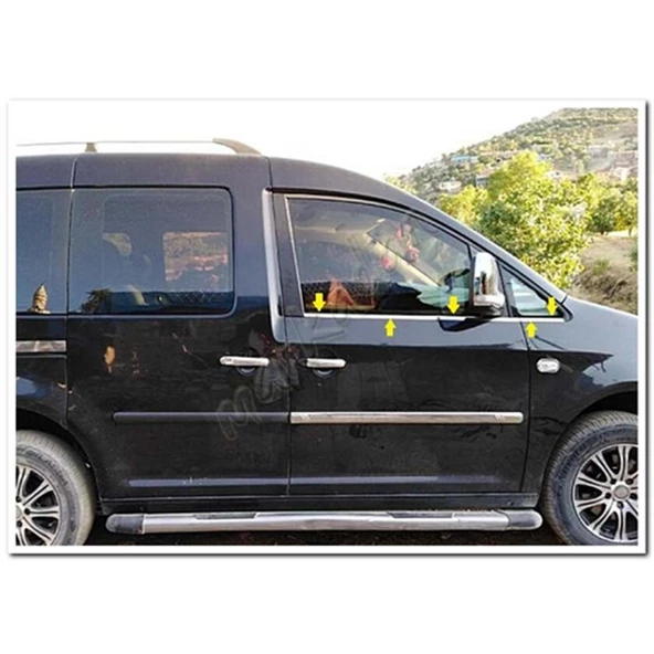 VW Caddy Krom Cam Çıtası 2004-2014 4 Parça Paslanmaz Çelik ürün görseli 1