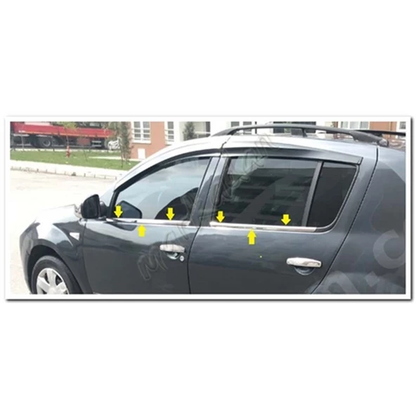 Dacia Sandero Krom Cam Çıtası 2006-2012 4 Parça Paslanmaz Çelik ürün görseli 1