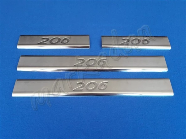 Peugeot 206 Krom Kapı Eşiği 1998-2012 4 Parça Paslanmaz Çelik ürün görseli 1