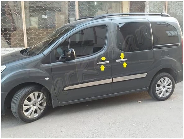 Citroen Berlingo Krom Kapı Kolu 2008-2018 4 Kapı Paslanmaz Çelik - Resim 4