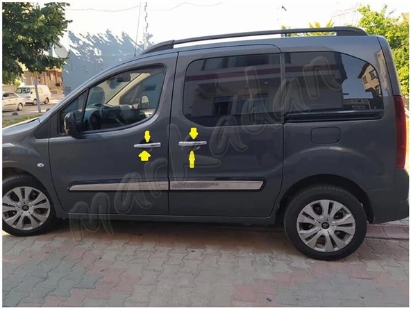Citroen Berlingo Krom Kapı Kolu 2008-2018 4 Kapı Paslanmaz Çelik - Resim 3