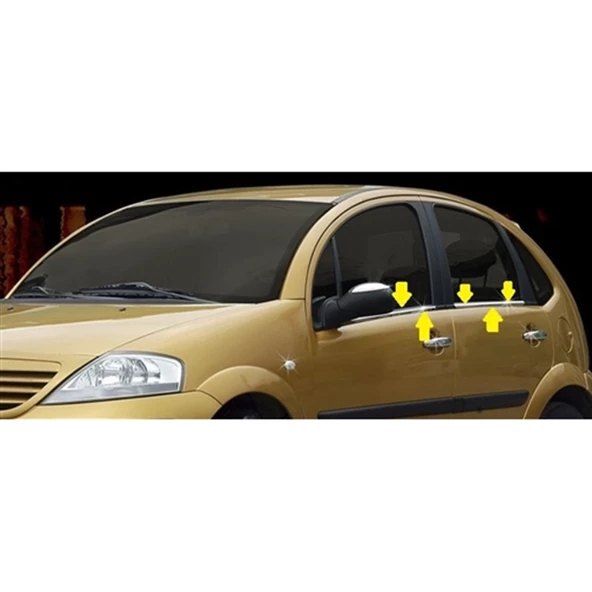 DB Chrome Citroen C3 Cam Çıtası Nikelajı 2002-2009 4 Parça P.Çelik ürün görseli 1
