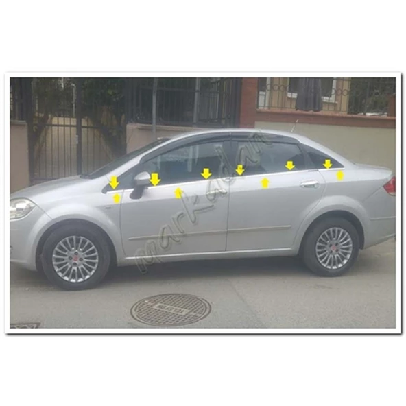 DB Chrome Fiat Linea Cam Çıtası Nikelajı 2006-2018 8 Parça P.Çelik ürün görseli 1