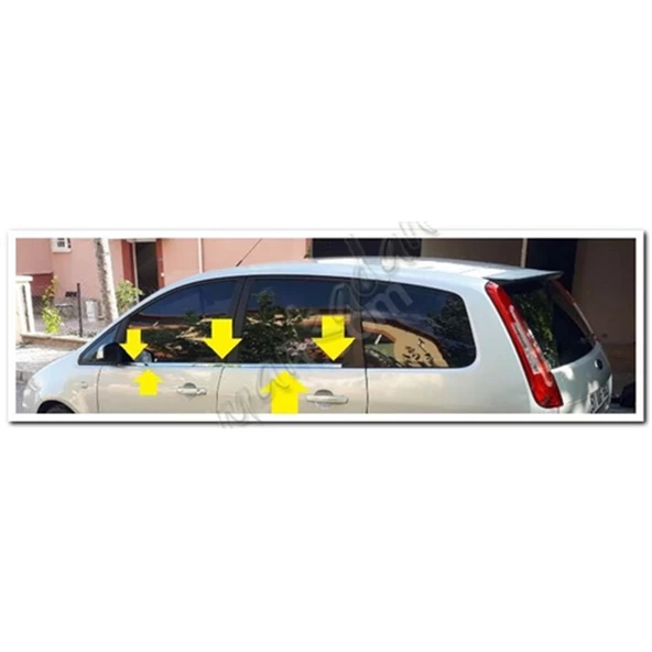 DB Chrome Ford C-Max Cam Çıtası Nikelajı 2003-2010 4 Parça P.Çelik ürün görseli 1