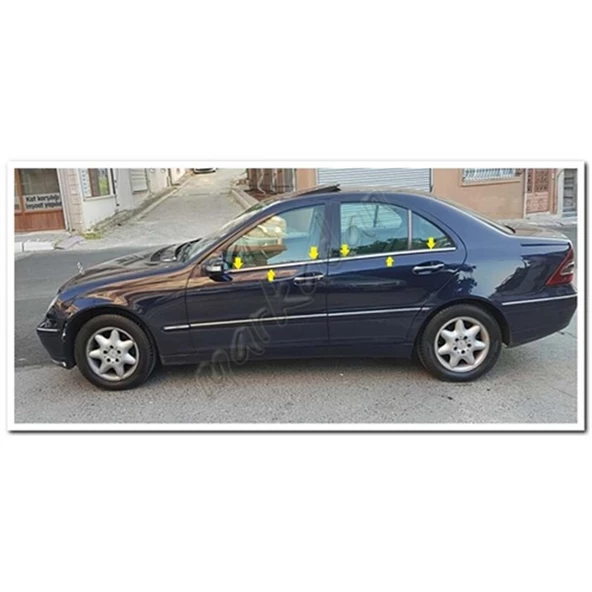 DB Chrome Mercedes C W203 Cam Çıtası Nikelajı 2001-2007 4 Parça P.Çelik ürün görseli 1