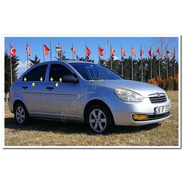 DB Chrome Hyundai Accent Era Cam Çıtası Nikelajı 2005-2011 4 Parça P.Çelik ürün görseli 1