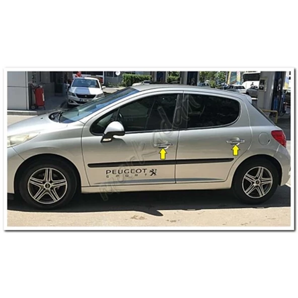 DB Chrome Peugeot 207 Kapı Kolu Nikelajı 2006-2012 4 Kapı P.Çelik - Resim 3