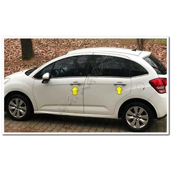 DB Chrome Citroen C3 Kapı Kolu Nikelajı 2009-2016 4 Kapı P.Çelik ürün görseli 1