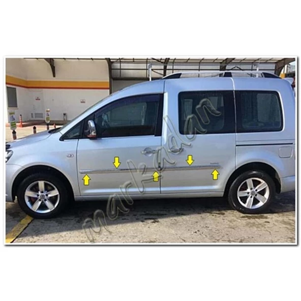 Markadan VW Caddy Krom Yan Kapı Çıtası 2004-2014 4 Parça Paslanmaz Çelik - Resim 2