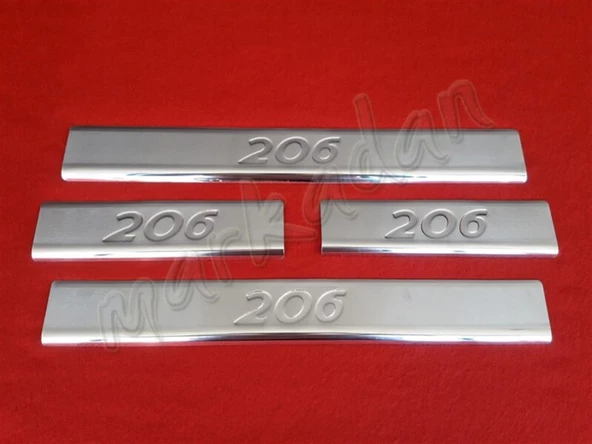 Markadan Peugeot 206 Krom Kapı Eşiği 1998-2012 4 Parça Paslanmaz Çelik ürün görseli 1