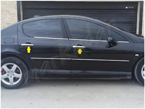 Markadan Peugeot 407 Krom Kapı Kolu 2004-2010 4 Kapı Paslanmaz Çelik - Resim 4