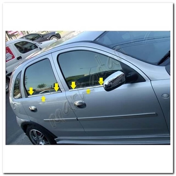 Markadan Opel Corsa C Krom Cam Çıtası 2000-2006 4 Parça Paslanmaz Çelik ürün görseli 1