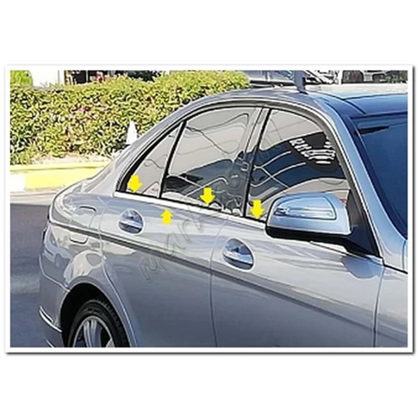 Markadan Mercedes C W203 Krom Cam Çıtası 2001-2007 4 Parça Paslanmaz Çelik ürün görseli 1