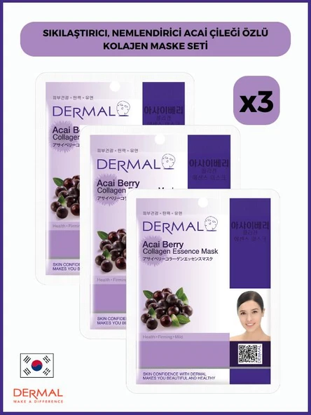 Dermal Sıkılaştırıcı, Nemlendirici Acai Çileği Özlü Kollajen Maske 23 Gr 3 Adet ürün görseli 1