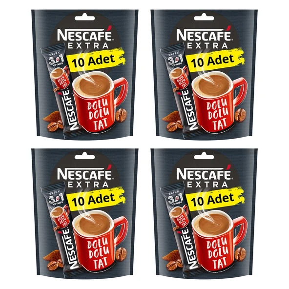 Nescafe 3ü1 Arada Extra 10'lu Ekonomik Paket X 4 Adet ürün görseli 1