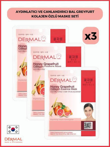 Dermal Aydınlatıcı Ve Canlandırıcı Bal Greyfurt Kolajen Özlü Maske 23 Gr 3 Adet ürün görseli 1