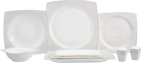 Pierre Cardin Almira Kare 60 Parça 12 Kişilik Yemek Takımı ürün görseli 1