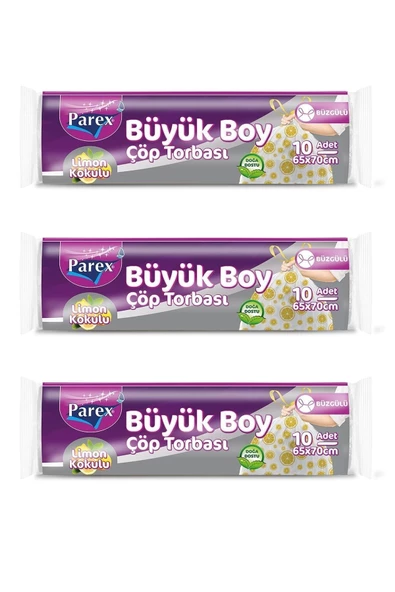 Parex Limon Kokulu Büyük Boy Büzgülü Çöp Torbası X 3 Paket ürün görseli 1