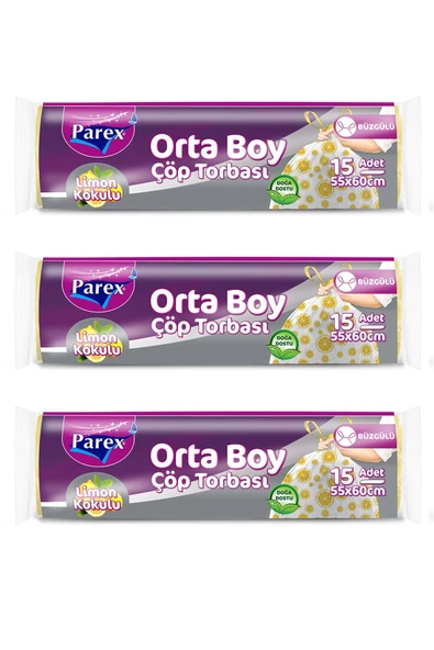 Parex Limon Kokulu Orta Boy Büzgülü Çöp Torbası X 3 Paket ürün görseli 1