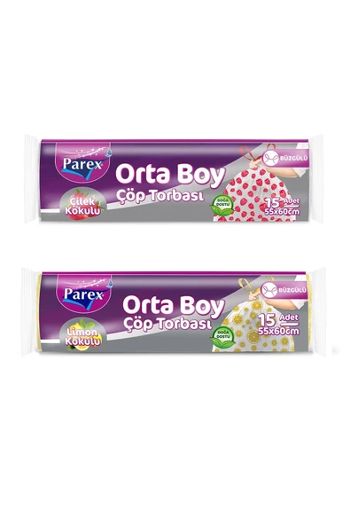 Parex Çilek Ve Limon Kokulu Orta Boy Büzgülü Çöp Torbası Seti ürün görseli 1