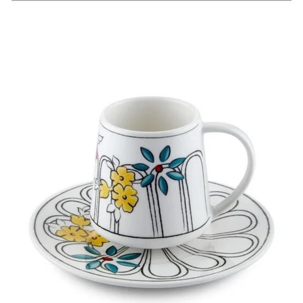 The Mia Beyaz Desenli Porselen Tek Kişilik Kahve Fincanı CUP0044 ürün görseli 1