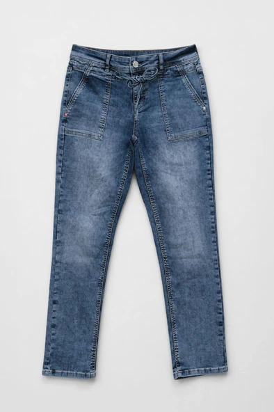 Kadın Bağcıklı Likralı Jean Pantolon ürün görseli 1