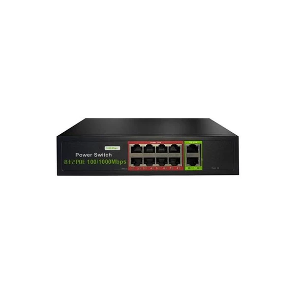 Uranıum Poe-G8002-96W 8 Port Gıgabıt + 2 Port Gıgabıt Rj45 Uplınk Poe Swıtch (Realtek Chıpset) ürün görseli 1
